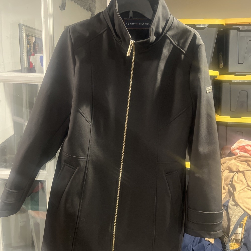 Tommy Hilfiger Black Long Coat Size Large